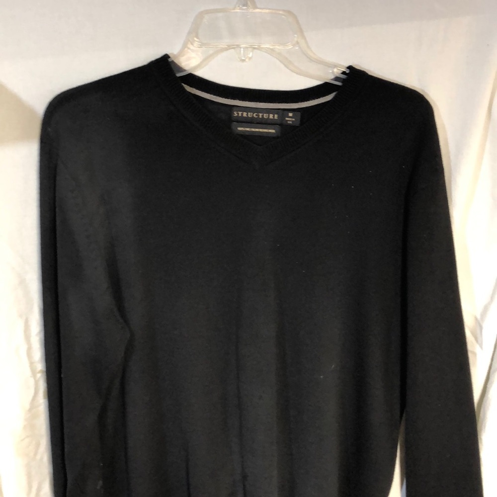 Black V-neck sweater